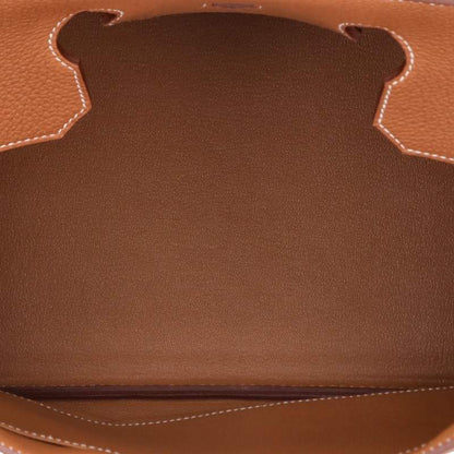 HERMES Birkin 35 Gold Togo Leather Handbag Brown Size 35