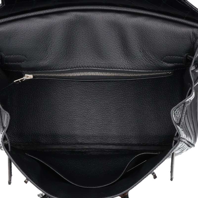 HERMES Birkin 25 Niloticus Lisse Handbag Black Size 25