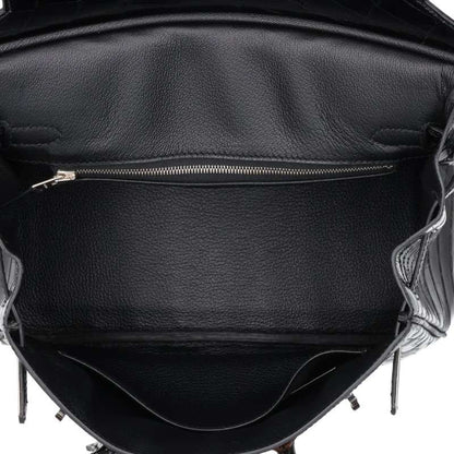 HERMES Birkin 25 Niloticus Lisse Handbag Black Size 25