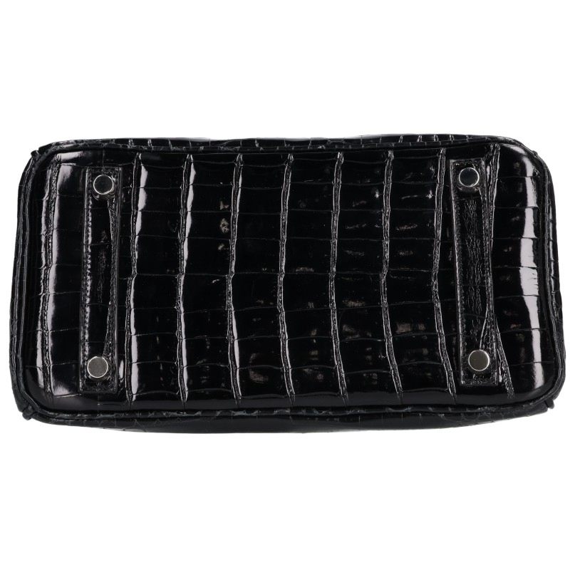 HERMES Birkin 25 Niloticus Lisse Handbag Black Size 25