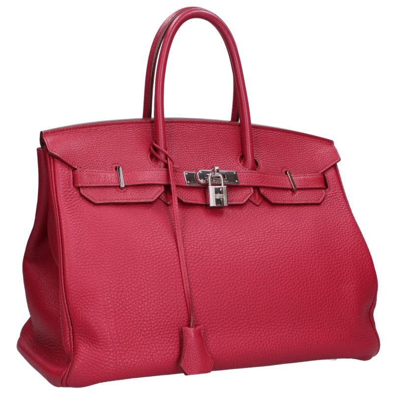 HERMES Birkin Togo Ruby Silver HW Bag Size 35