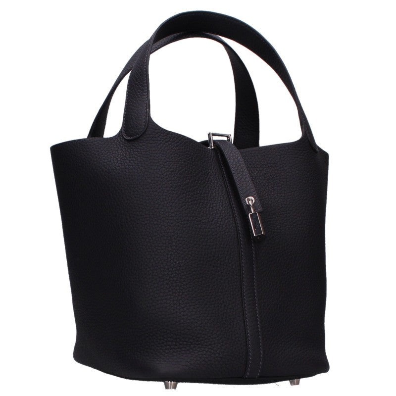 HERMES Picotin Lock Taurillon Clemence Navy Silver Handbag Size MM