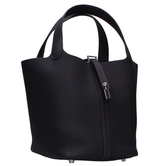 HERMES Picotin Lock Taurillon Clemence Navy Silver Handbag Size MM