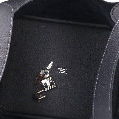 HERMES Picotin Lock Taurillon Clemence Navy Silver Handbag Size MM