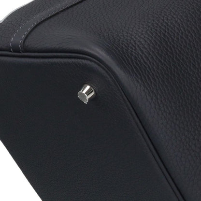 HERMES Picotin Lock Taurillon Clemence Navy Silver Handbag Size MM