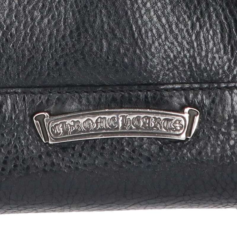 Chrome Hearts TOTE MINI Scroll Label Plate Leather Bag Black