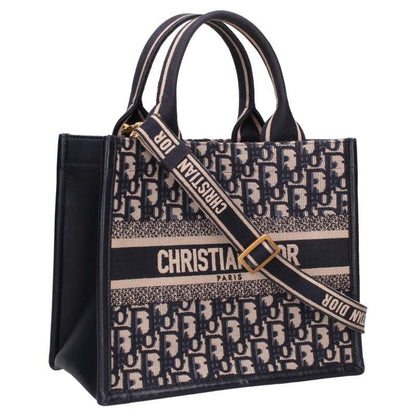 DIOR Book Tote Small Oblique Jacquard 2-Way Bag Beige