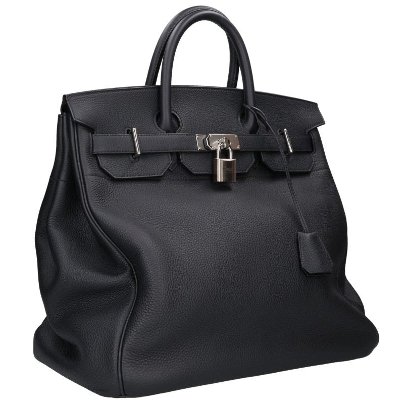 HERMES Haut à Courroies 40 Togo Leather Bag Black Size 40