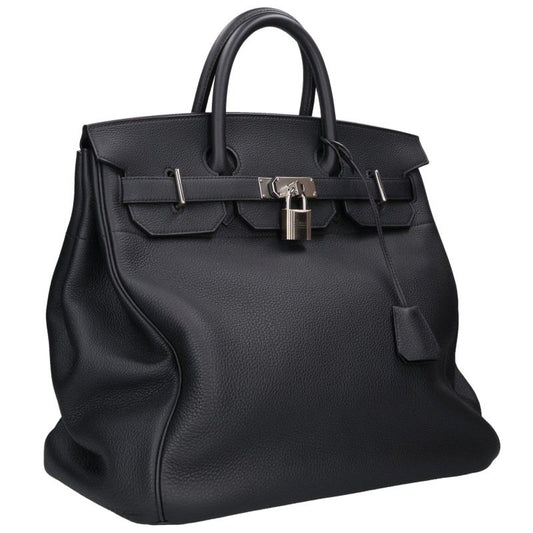 HERMES Haut à Courroies 40 Togo Leather Bag Black Size 40