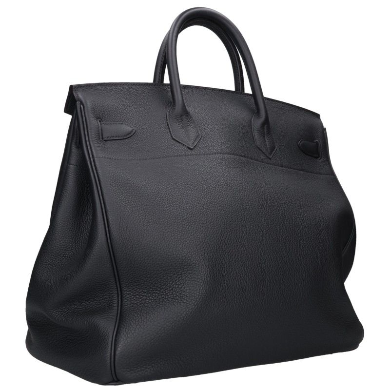 HERMES Haut à Courroies 40 Togo Leather Bag Black Size 40