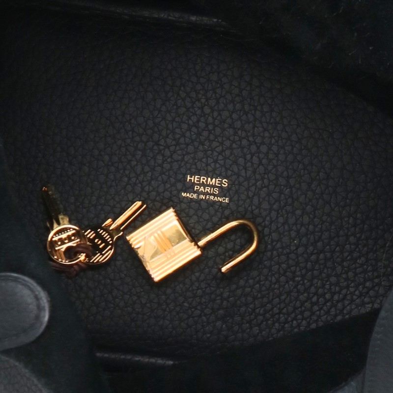 HERMES Picotin Lock PM Clemence Leather Handbag Size PM