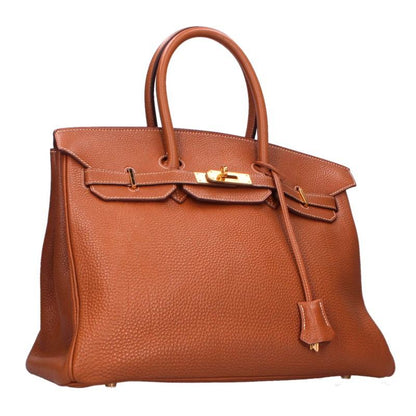 HERMES Birkin 35 Togo Leather Gold Bag Brown