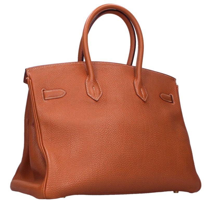 HERMES Birkin 35 Togo Leather Gold Bag Brown