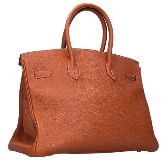 HERMES Birkin 35 Togo Leather Gold Bag Brown