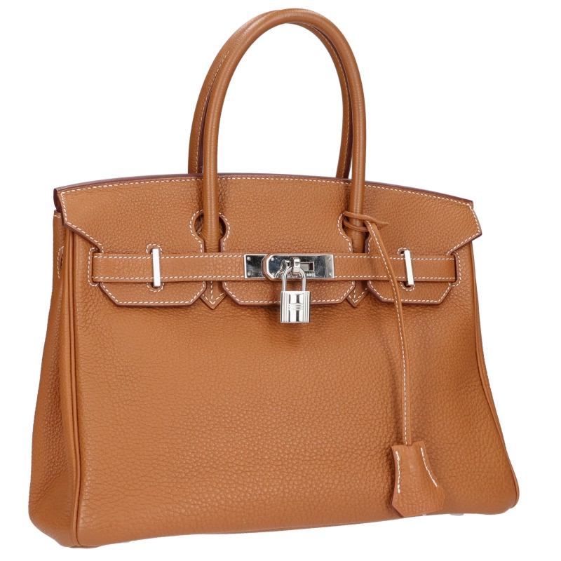 HERMES Birkin 30 Togo Silver Hardware Gold Handbag Size 30