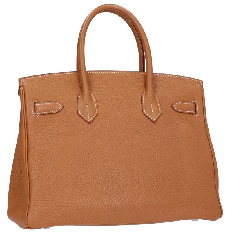 HERMES Birkin 30 Togo Silver Hardware Gold Handbag Size 30