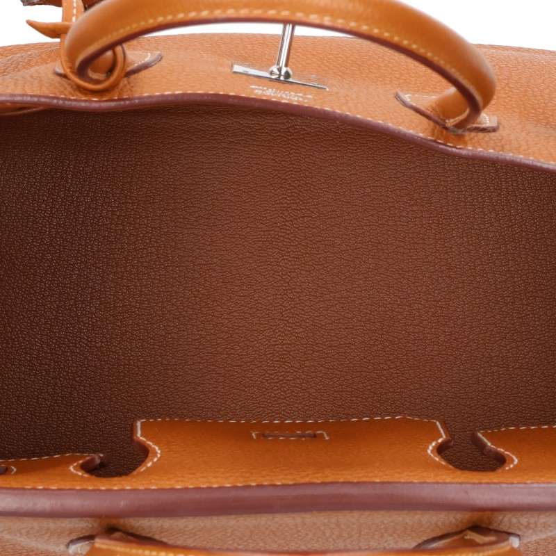 HERMES Birkin 30 Togo Silver Hardware Gold Handbag Size 30