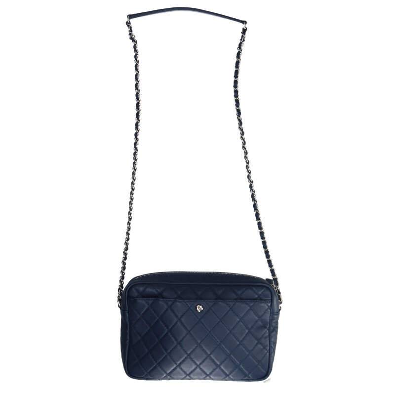 CHANEL Matelasse Lambskin Camera Bag Navy Size ONE SIZE