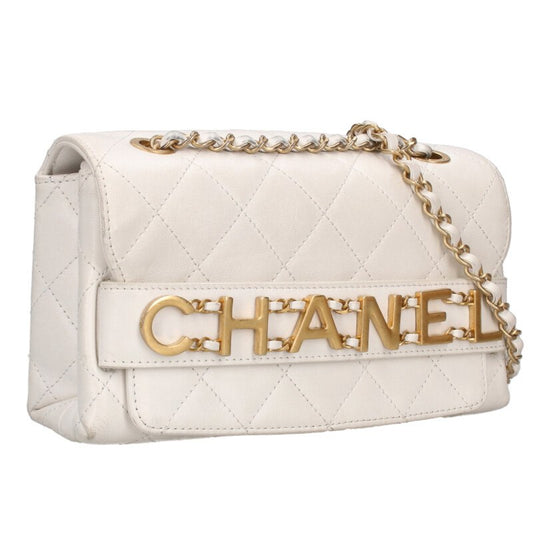 CHANEL Metal Logo Quilted Shoulder Bag Size ONE SIZE