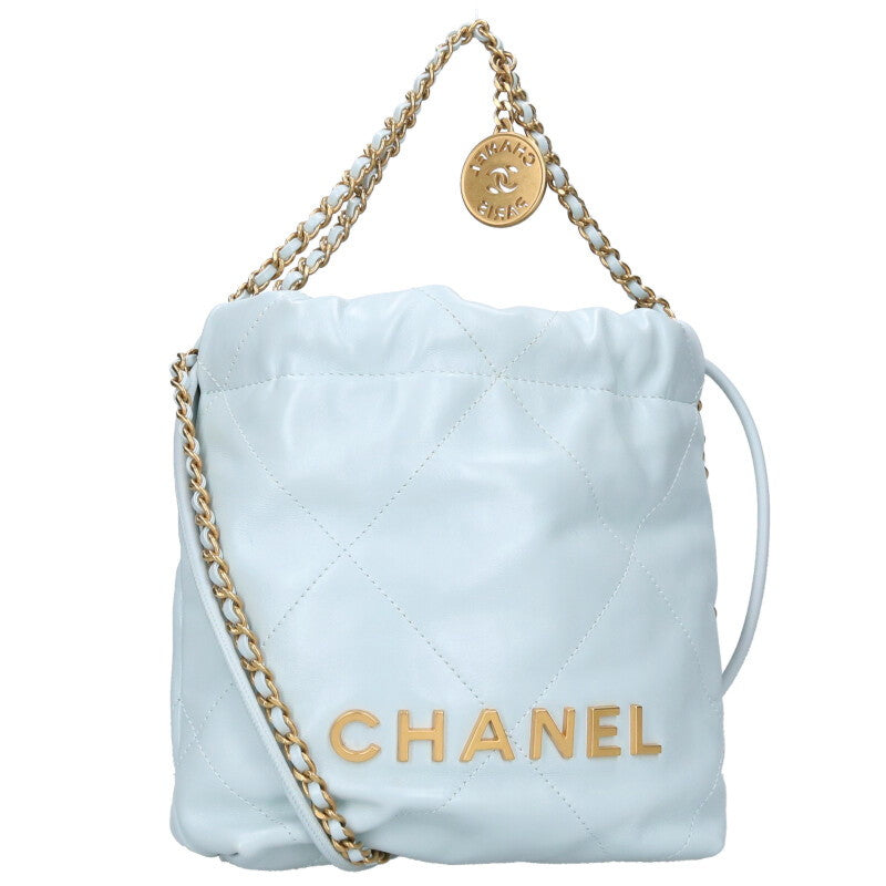 CHANEL 22 Leather Quilted Chain Shoulder Bag Size ONE SIZE
