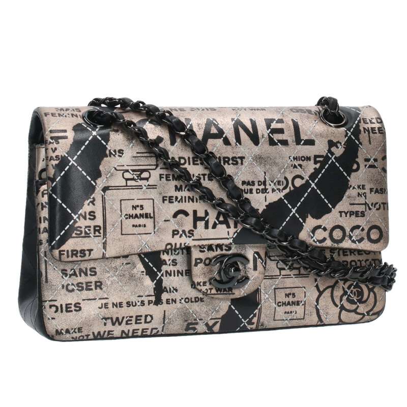 CHANEL Newspaper Matelasse Double Flap Bag Size ONE SIZE