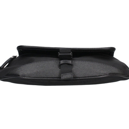 Prada Leather Shoulder Bag Black x Silver