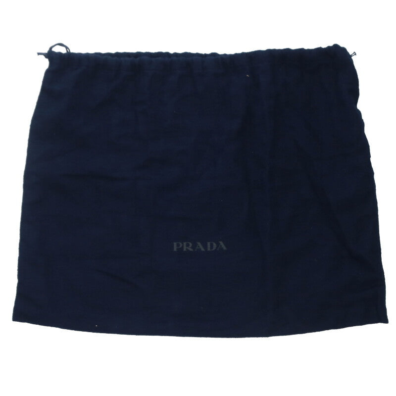 Prada Leather Shoulder Bag Black x Silver