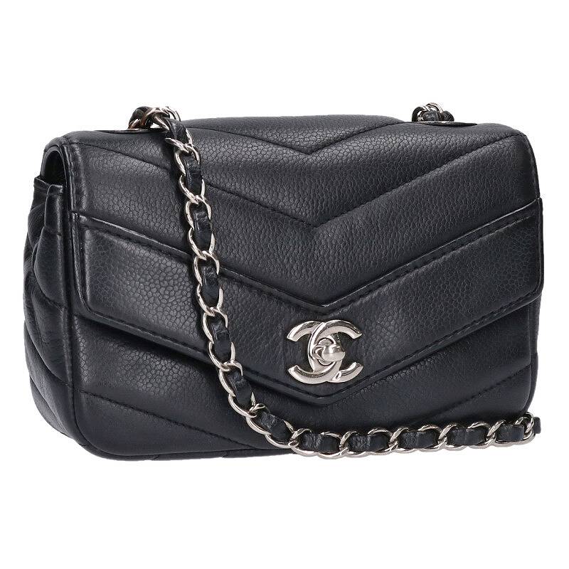 CHANEL Chevron V-Stitch Chain Shoulder Bag Size ONE SIZE