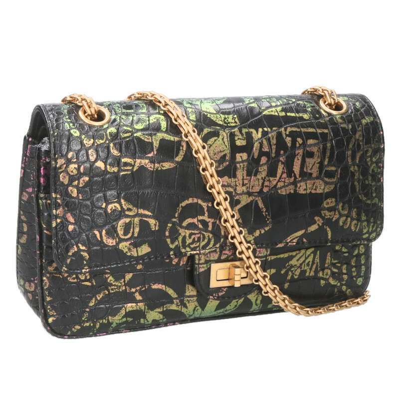 CHANEL 2.55 Graffiti Croc Double Flap Bag Size ONE SIZE