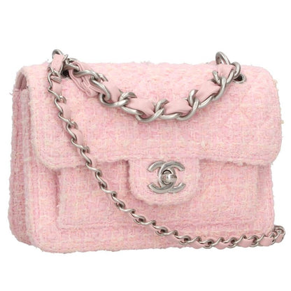 CHANEL Mini Matelassé Tweed Bag Pink Size ONE SIZE