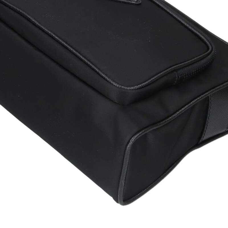 PRADA Re-Nylon Saffiano Leather Shoulder Bag Size ONE Black