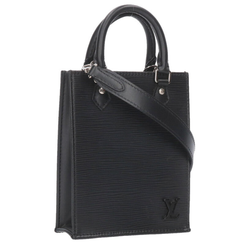 LOUISVUITTON Petite Sac Plat Epi Leather Black Size ONE SIZE