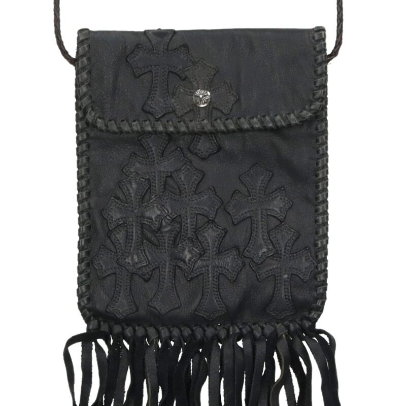 Chrome Hearts Hippie Fringe Leather Bag Black Size ONE SIZE