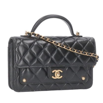 CHANEL Chain Wallet Shoulder Bag Black/Gold Size ONE SIZE