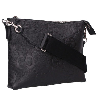 GUCCI Jumbo GG Leather Shoulder Bag Black Size ONE SIZE