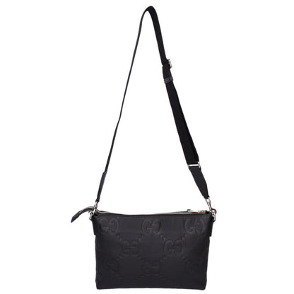 GUCCI Jumbo GG Leather Shoulder Bag Black Size ONE SIZE