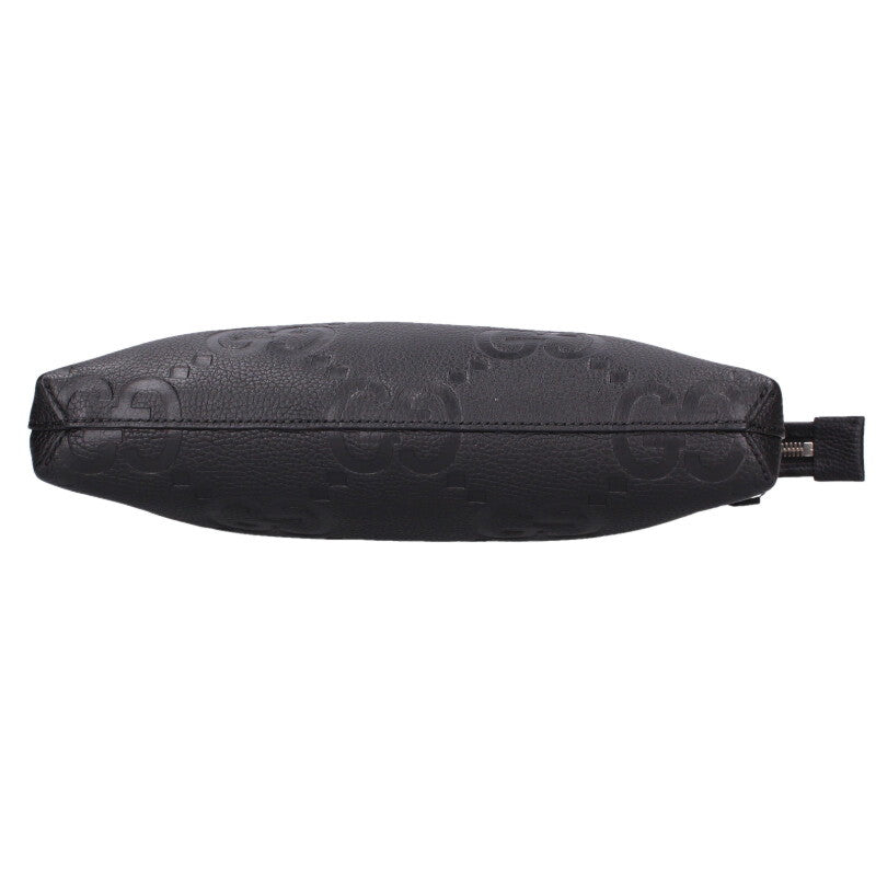 GUCCI Jumbo GG Leather Shoulder Bag Black Size ONE SIZE