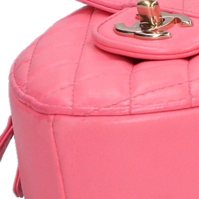 CHANEL Heart Quilted Leather Shoulder Bag Pink Size ONE SIZE