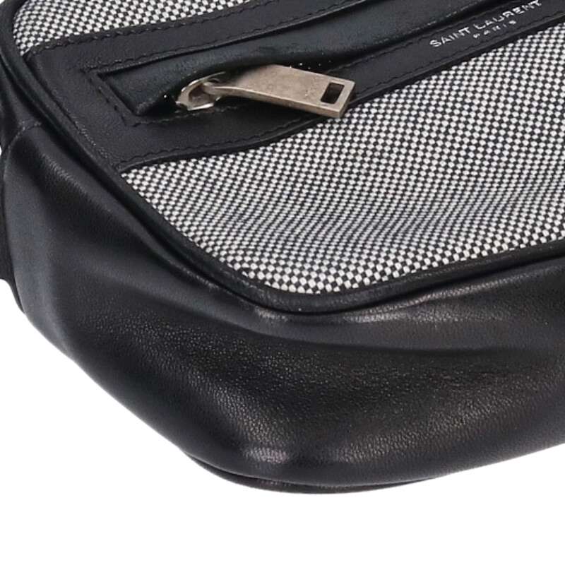 Saint Laurent Paris x Canvas Leather shoulder bag Grey x Black One Size