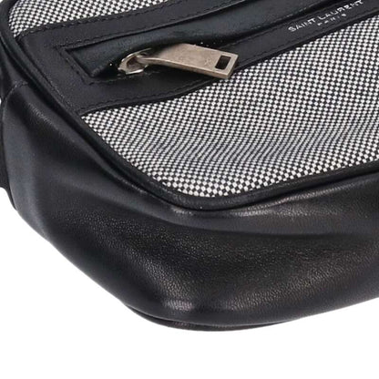 Saint Laurent Paris x Canvas Leather shoulder bag Grey x Black One Size