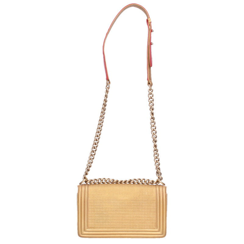 CHANEL Boy Chanel 25 Lambskin Chain Shoulder Size ONE Gold