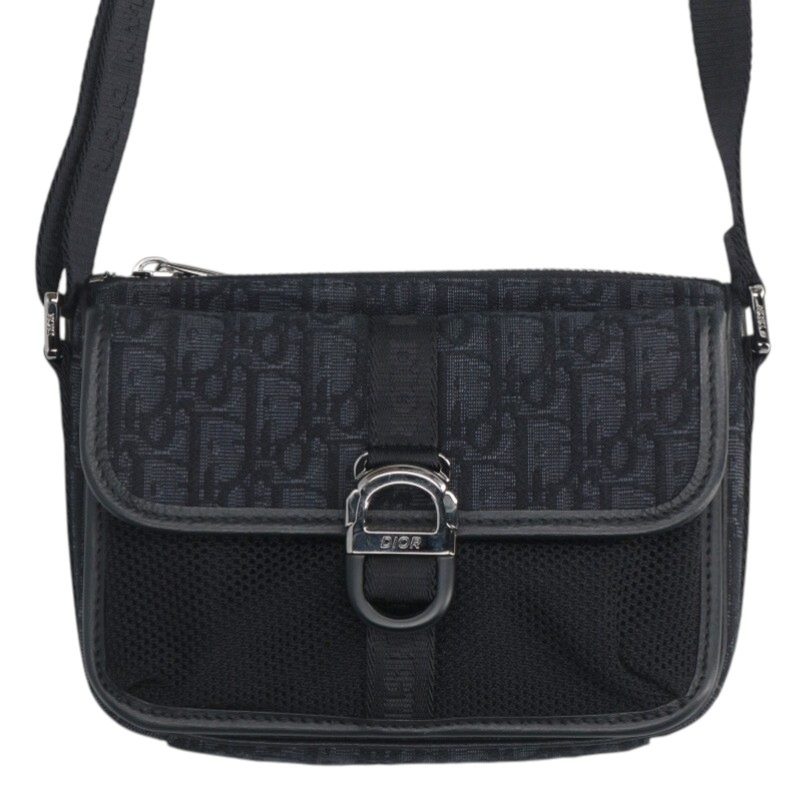 DIOR Oblique Canvas Shoulder Bag Black Size ONE SIZE