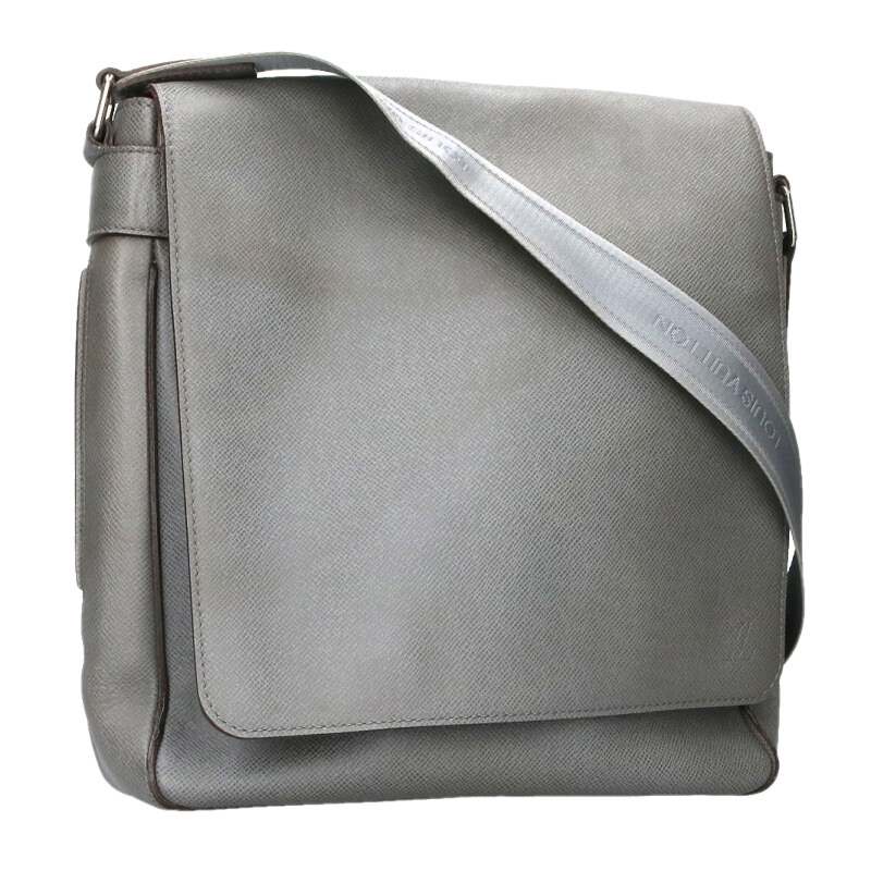 Louis Vuitton Miro Taiga Leather Shoulder Bag Gray