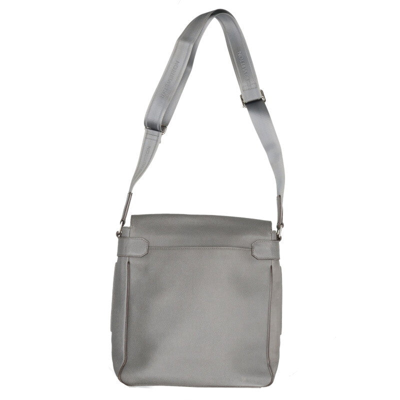 Louis Vuitton Miro Taiga Leather Shoulder Bag Gray