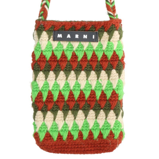 Marni MARNI MARKET Chessboard Knit Multi-Color Shoulder Bag