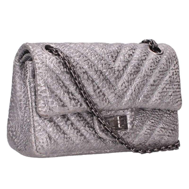 CHANEL 2.55 Quilted Double Flap Bag Silver Size ONE SIZE