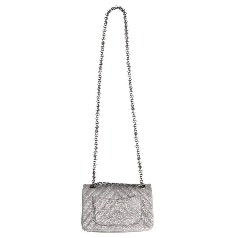 CHANEL 2.55 Quilted Double Flap Bag Silver Size ONE SIZE