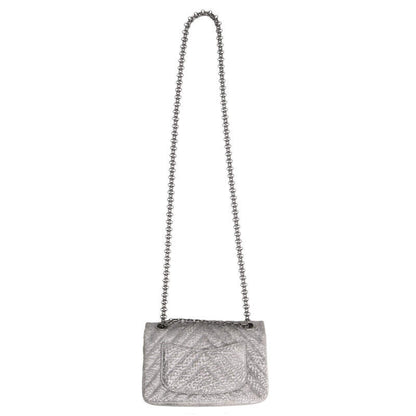 CHANEL 2.55 Quilted Double Flap Bag Silver Size ONE SIZE