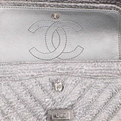 CHANEL 2.55 Quilted Double Flap Bag Silver Size ONE SIZE