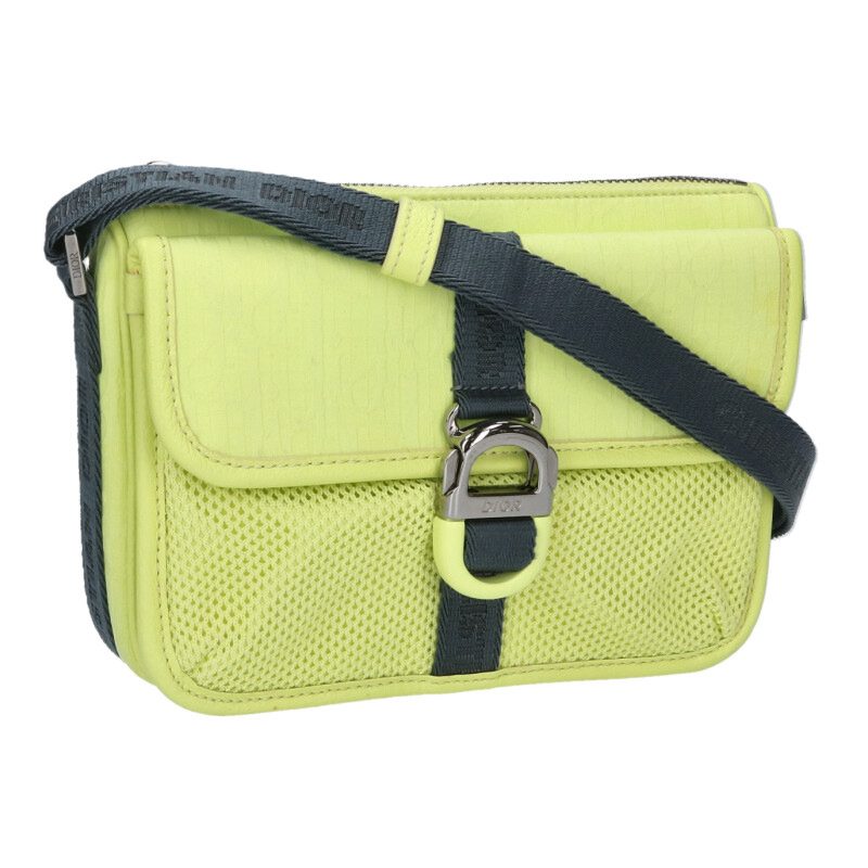 DIOR Oblique Satin Shoulder Bag Yellow Size ONE SIZE
